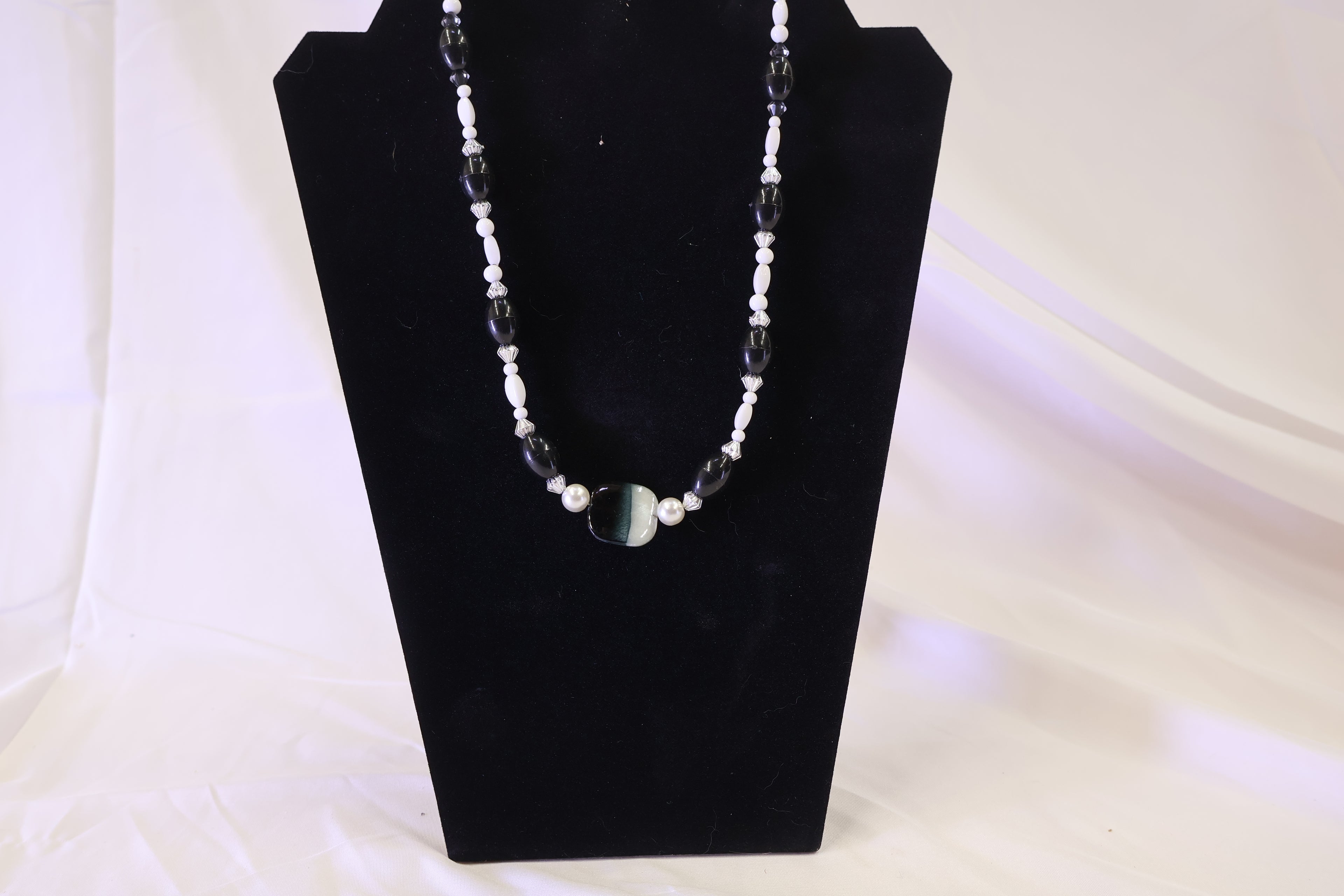 Black, White, and Silver Necklace