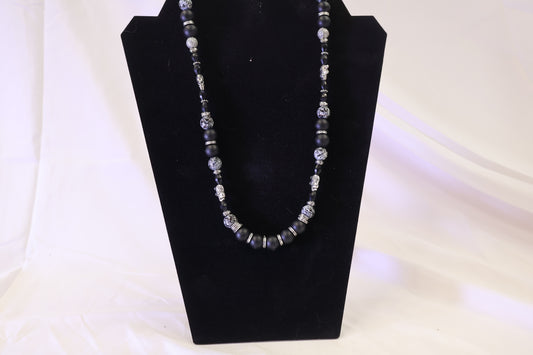 Shungite & Black Agate Elephant Beaded Necklace