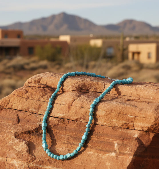 Simple Turquoise Colored Bead Necklace