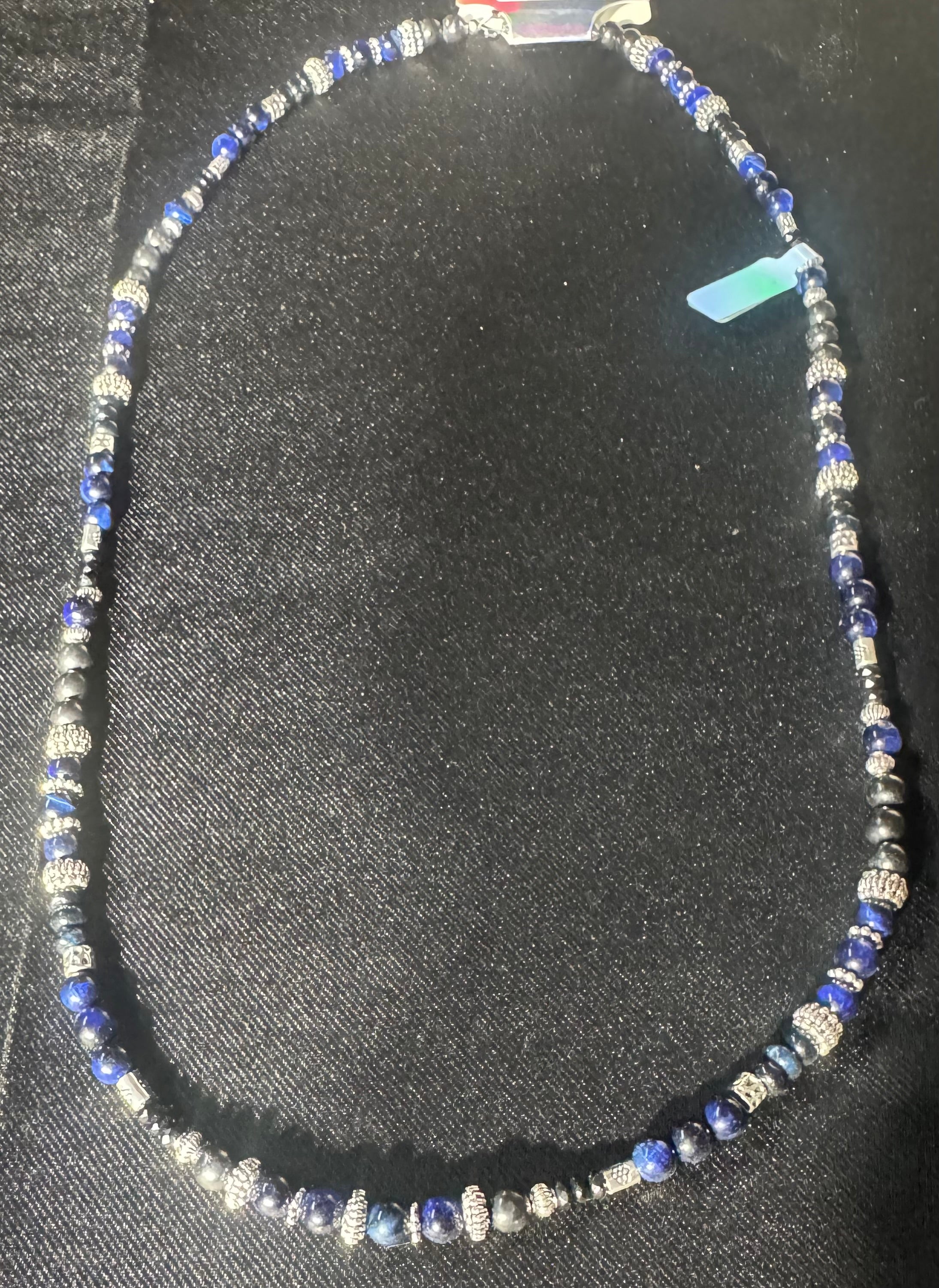 Beaded Necklace with Blue Tiger Eye